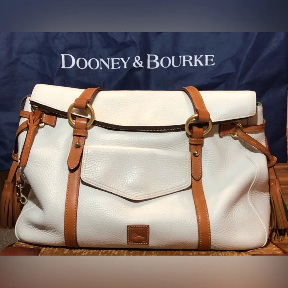 🌹🍃Dooney & Bourke White Leather Florentine Shopper Large Satchel~Shoulder Purse - Picture 2 of 14